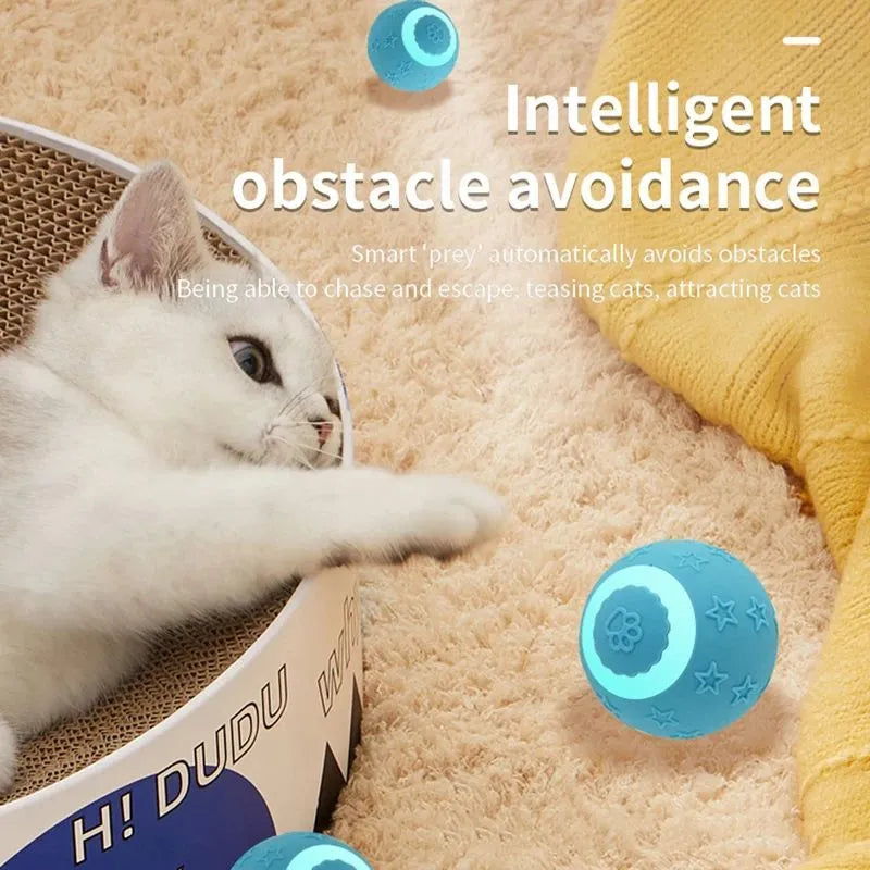 Smart ball cat toy 2 modes rechargeable interactive rolling ball for cats and small dogs blue colour