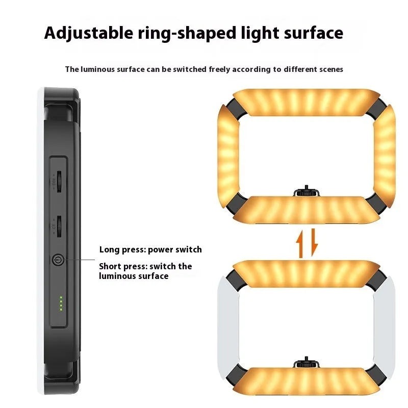U200 white LED fill light with thick frosted panel and bracket on a tabletop