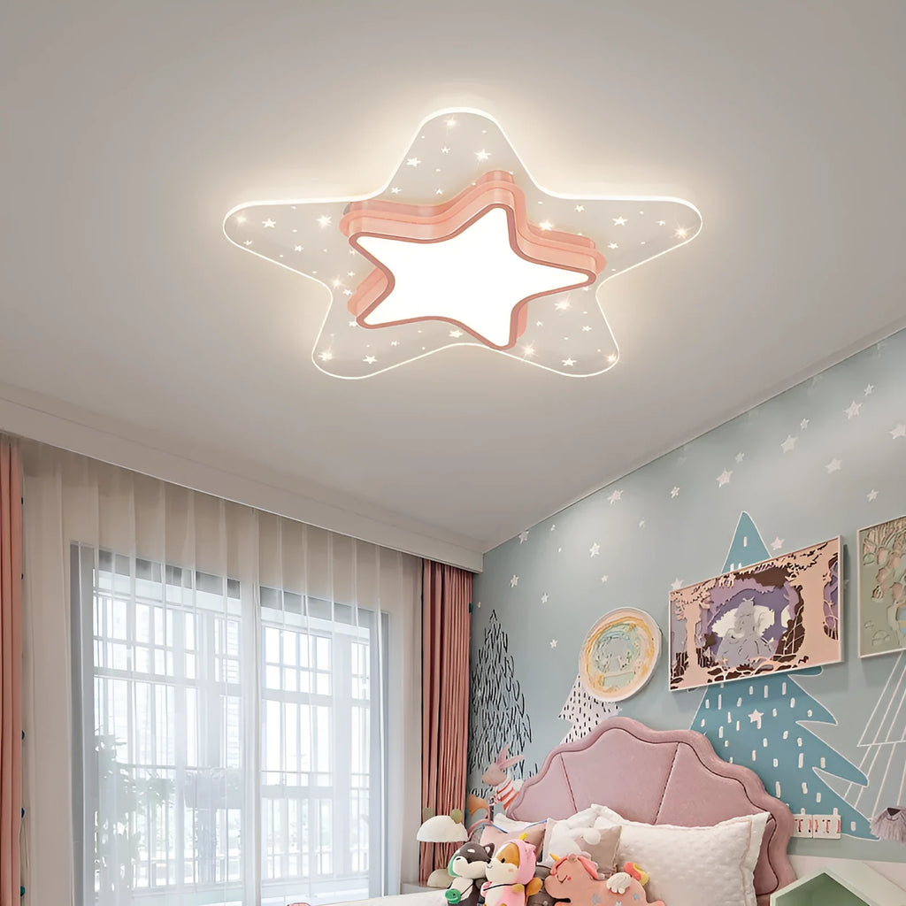 Nordic Princess wrought iron LED ceiling lamp in blue finish with modern simplicity design for 10-15m2 rooms