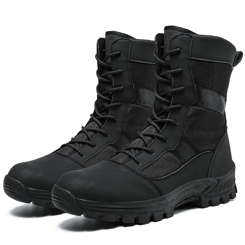 Men's black and camouflage high-top sneakers with mesh upper and totem pattern details