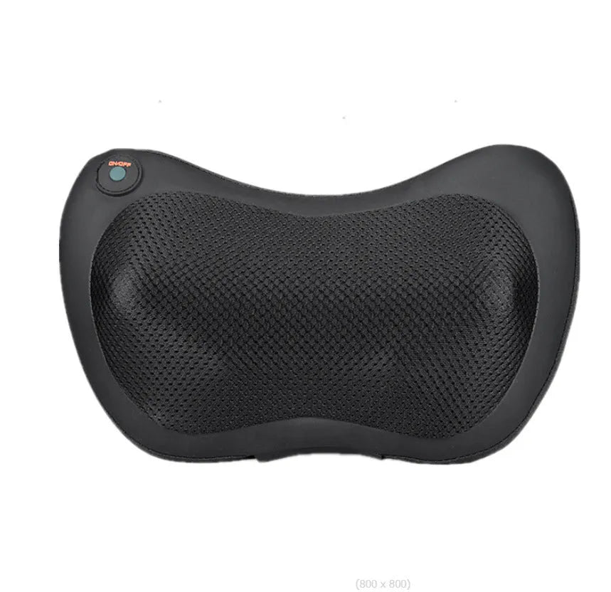 Brown genuine leather massage pillow with 8 heads for neck and shoulder relief