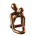 Modern style resin couple statue figurine in milky white or gold finish for shelf display