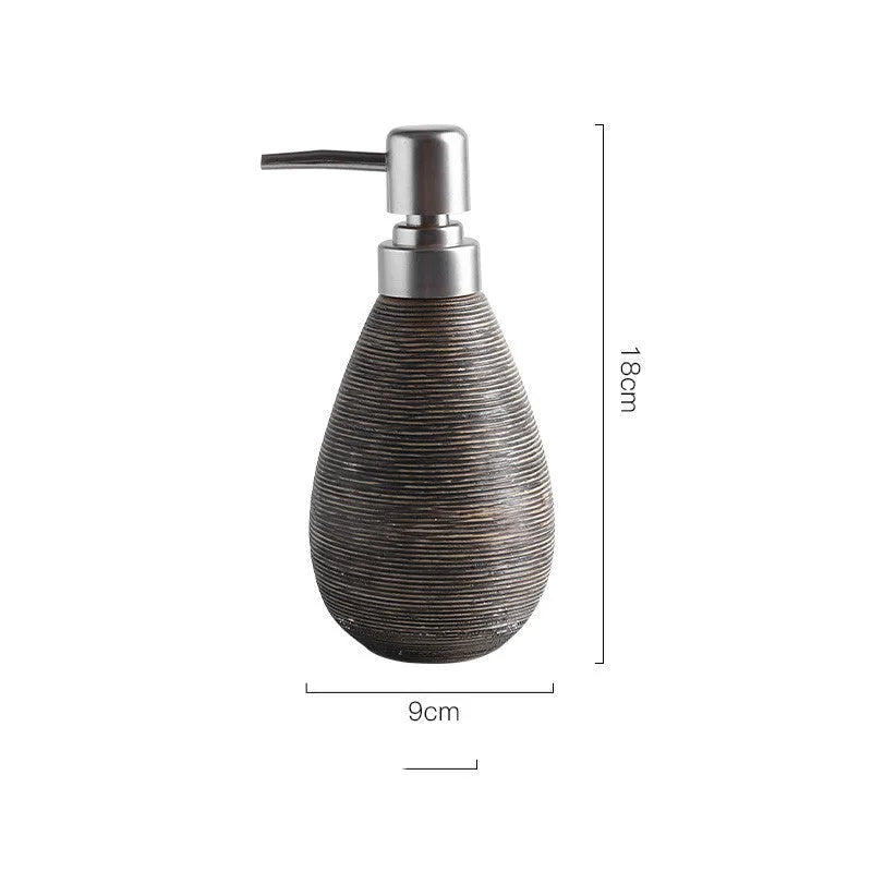 Japanese retro ceramic shower gel bottle with brushed finish in white colour, pump dispenser for bathroom use