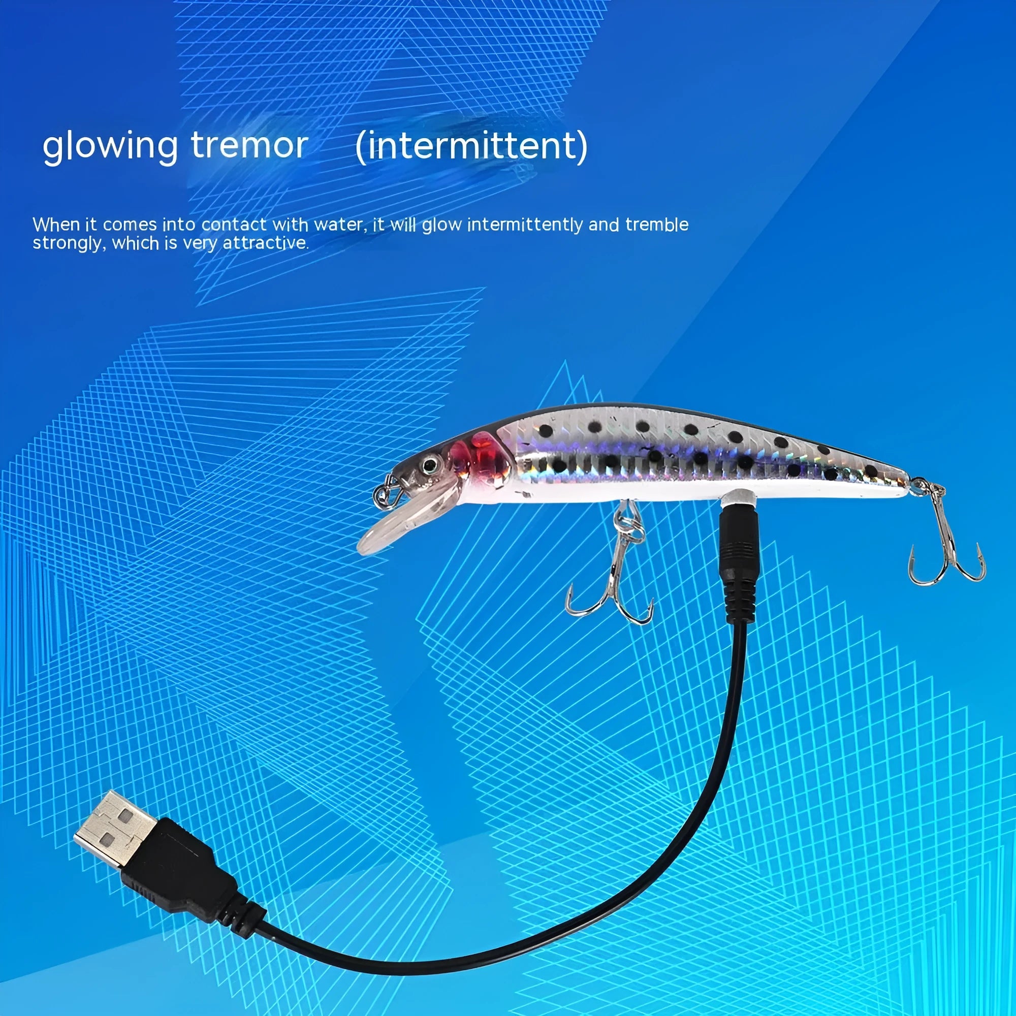 Colourful floating electric fishing bait with USB charger for night fishing applications
