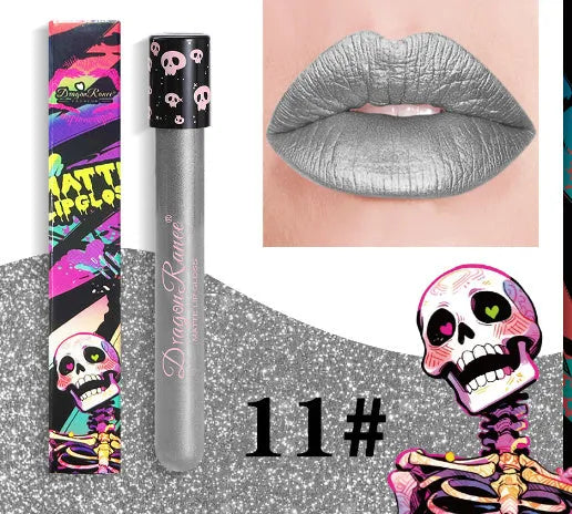 Halloween creative makeup lip gloss in skull test tube with waterproof matte finish