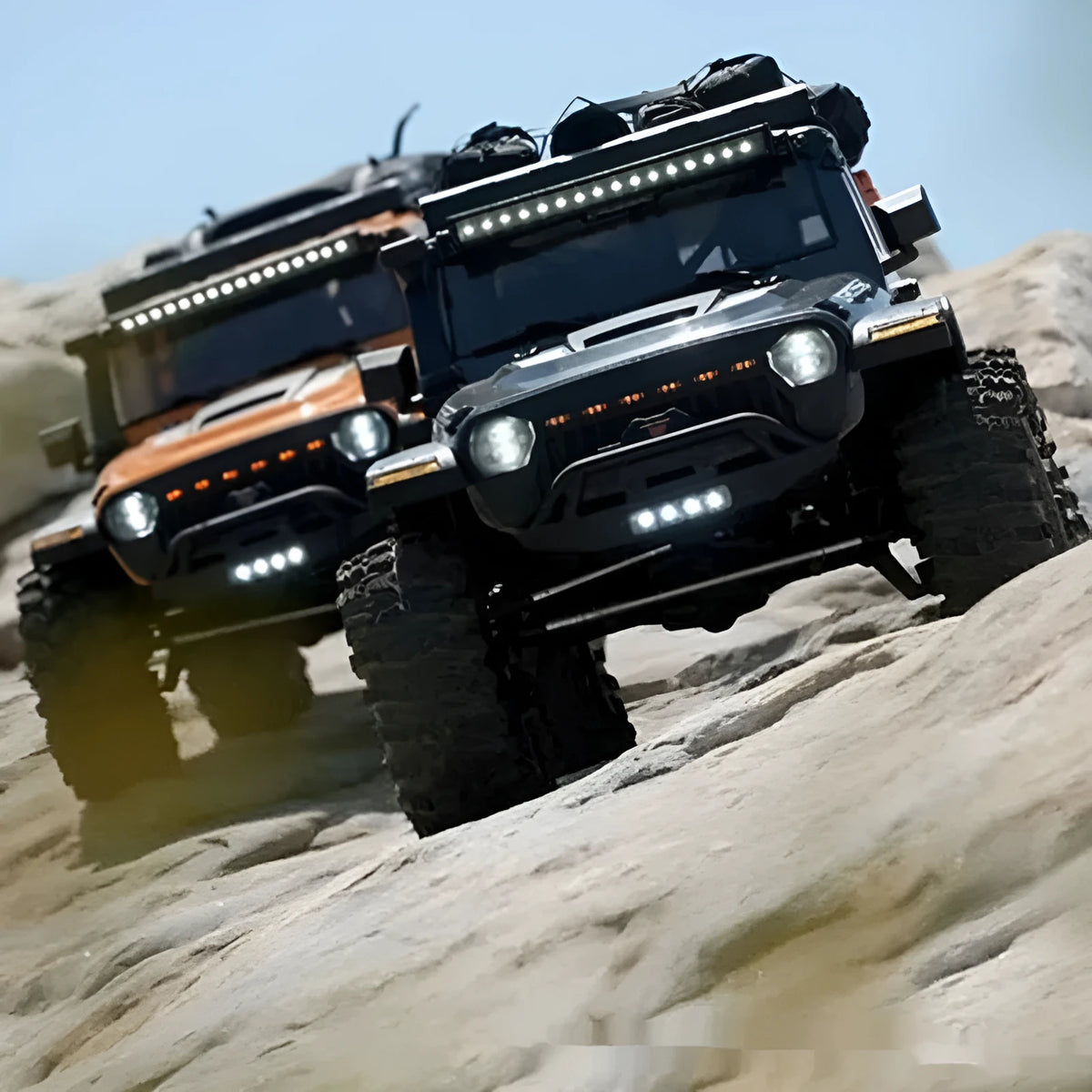 Big Leopard plastic four-wheel drive remote control electric rock crawler off-road vehicle in orange colour