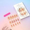 Set of detachable fake nails with 3D cartoon flower design on plastic armour, includes jelly glue.