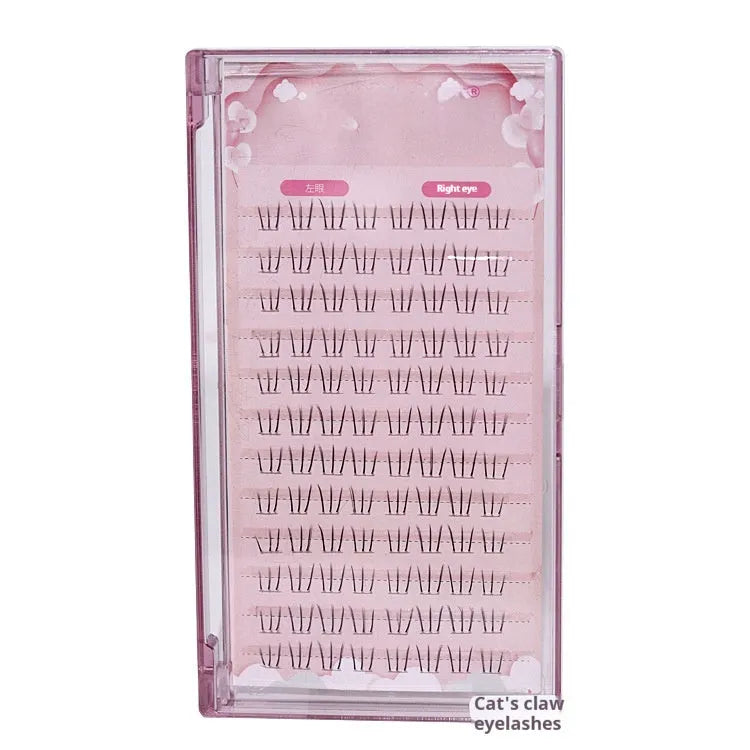 12-row segmented false eyelashes with sheer root and mixed 4-5-6mm lengths on a white background.