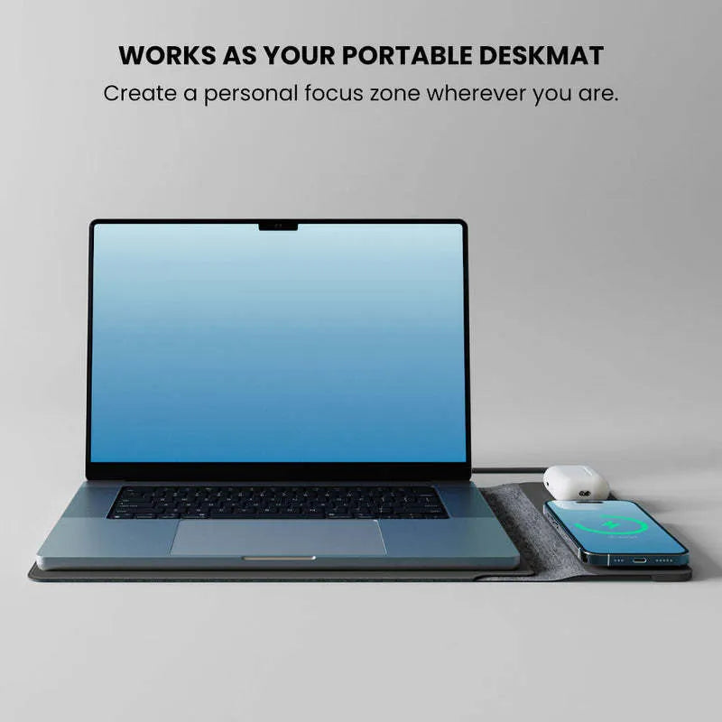 S97 wireless charger laptop bag in black, 50x28cm, with 15W fast charge panel for 16 inch laptop