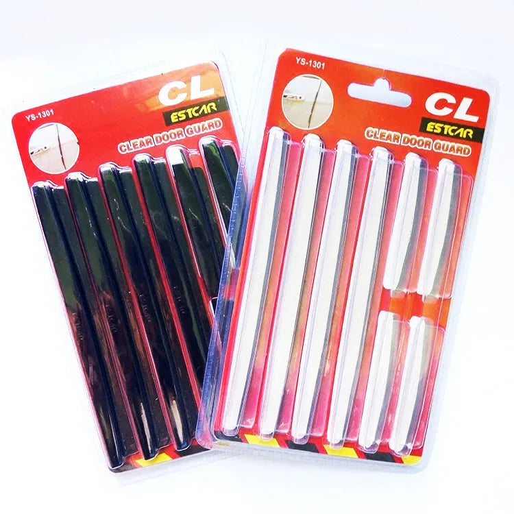 White plastic car door edge protection strip set for preventing scratches and door dings