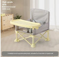 Foldable baby dining chair with safety belt, removable tray, and storage bag in pink