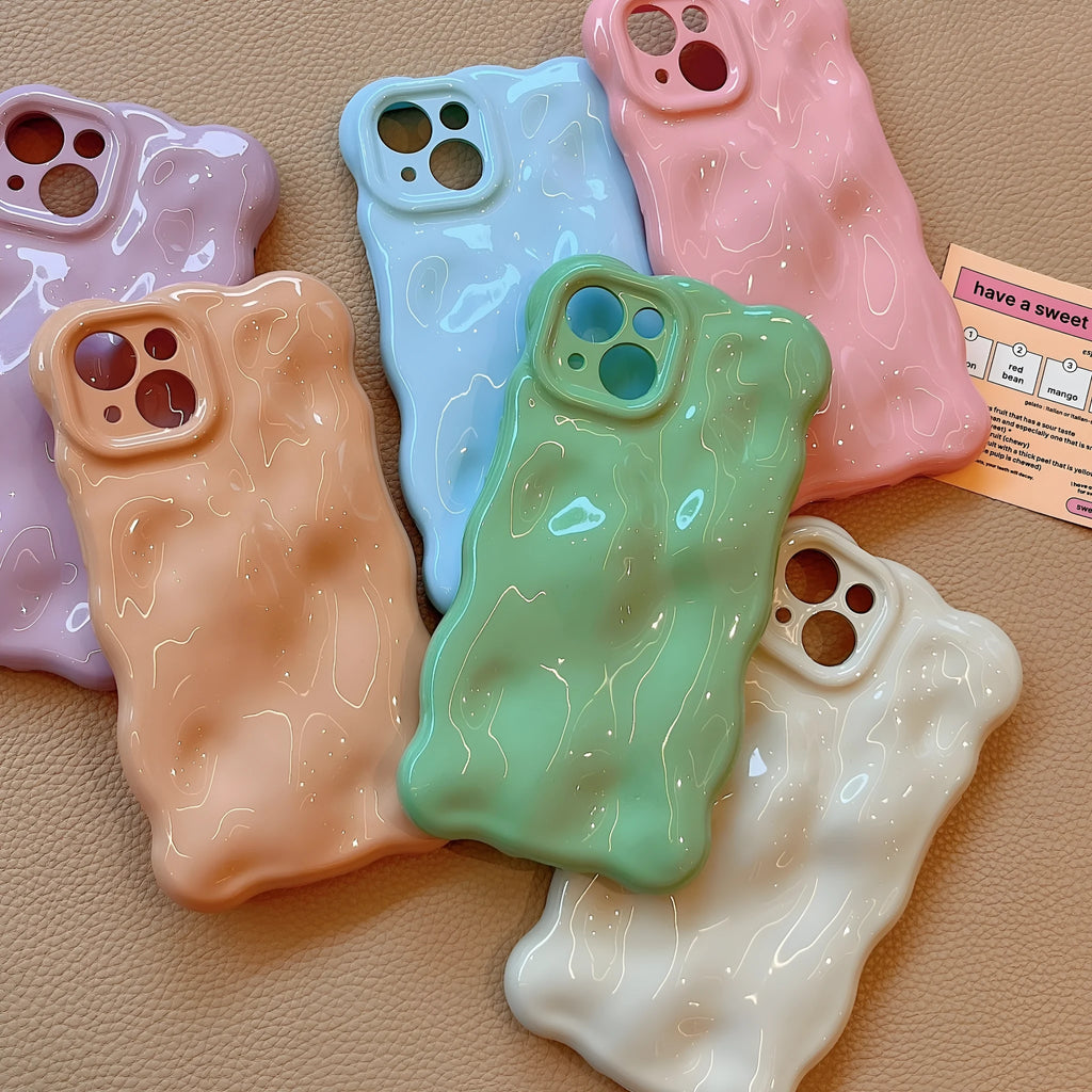 TPU phone case with irregular meteorite three-dimensional pattern in solid colour for iPhone