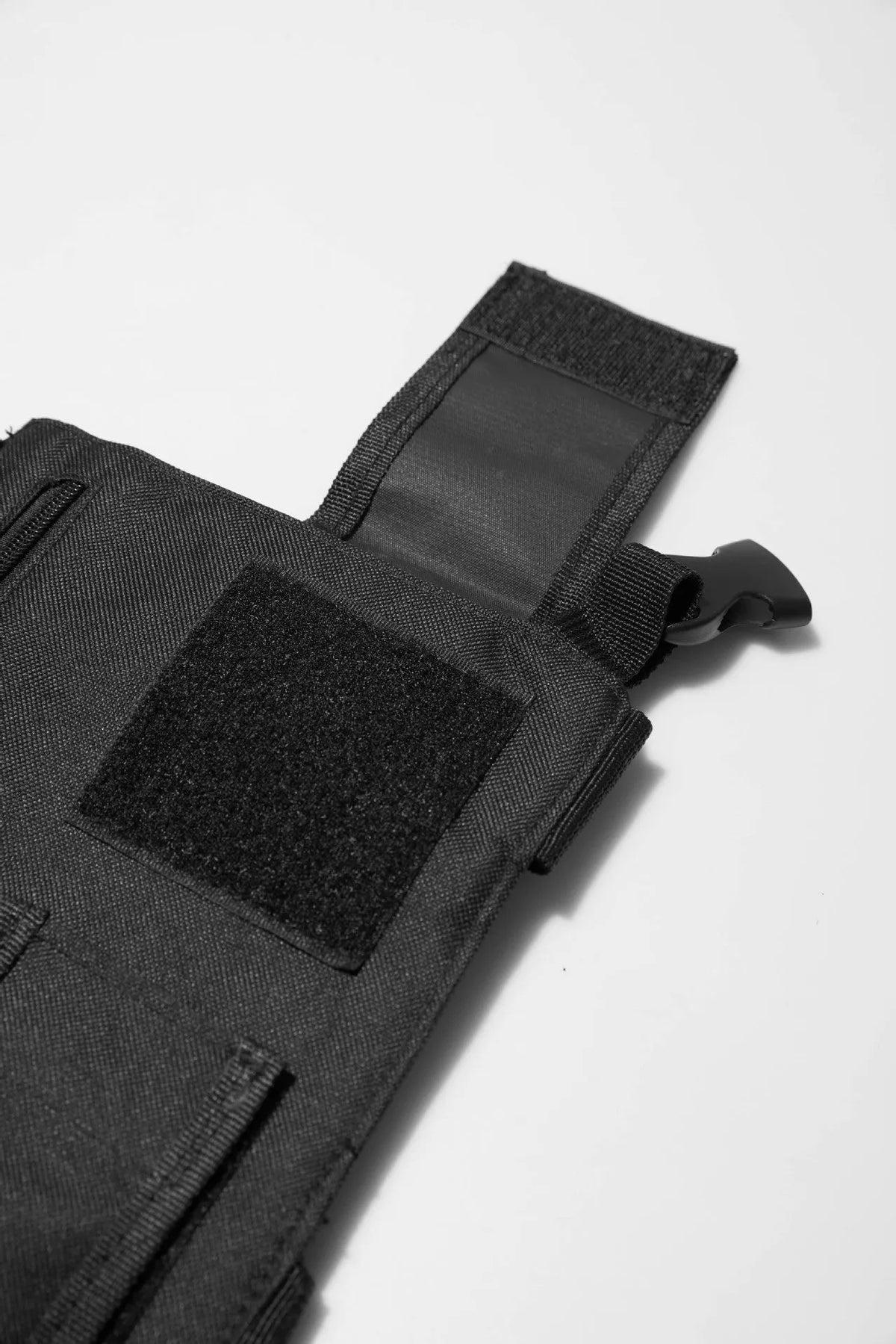 Black tactical tooling chest bag for men with striped pattern, Oxford cloth construction for travel use