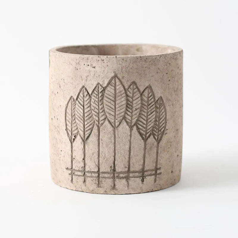 Cement succulent flowerpot in concrete, 12x12cm, green gray or beige, simple design for indoor plants