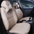 Beige cow leather car seat cover with universal binding style for front seat