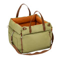 Brown removable cloth cat car kennel cage measuring 55cm by 50cm by 45cm.