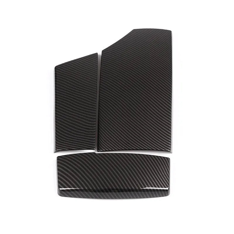 Three ABS plastic armrest protective covers with carbon fibre pattern design for vehicle centre consoles