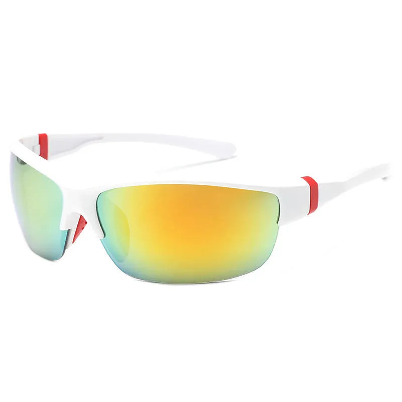 Men's semi-frameless athletic sunglasses for cycling in Bright Black Blue Mercury colour