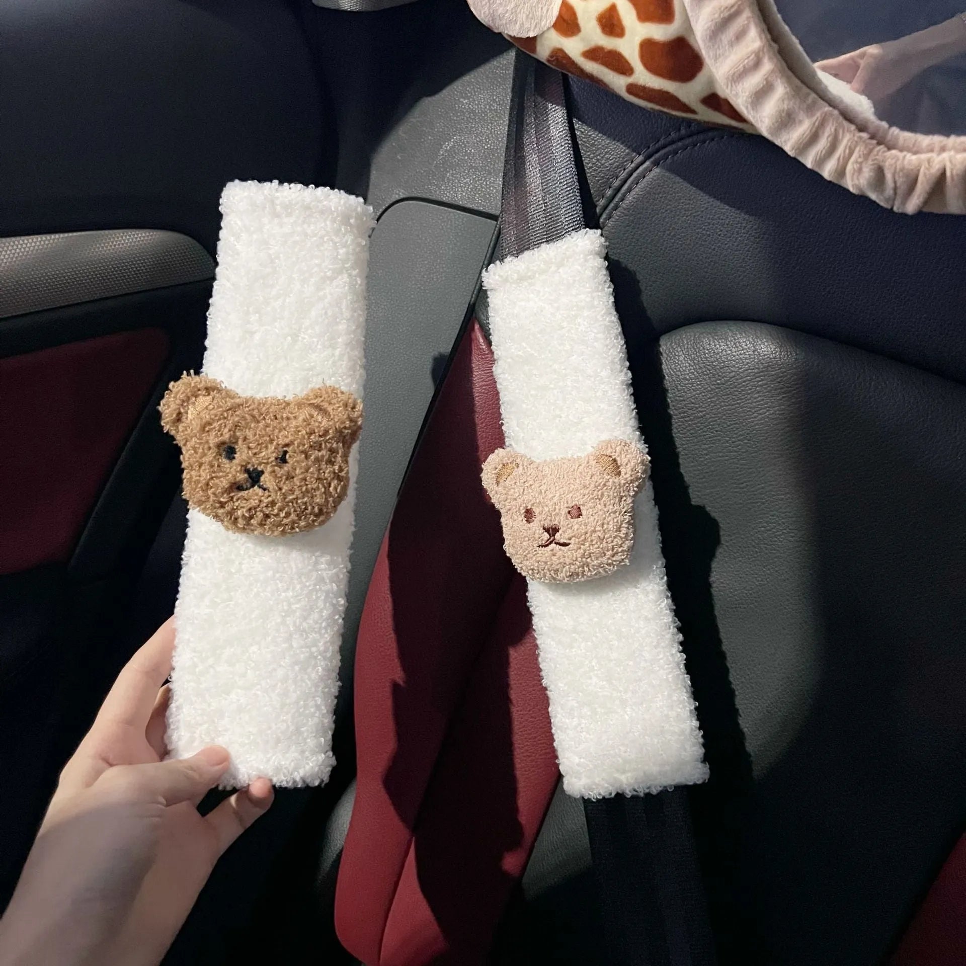 Cartoon bear plush car seat belt protective cover for baby car seats measuring 25cm