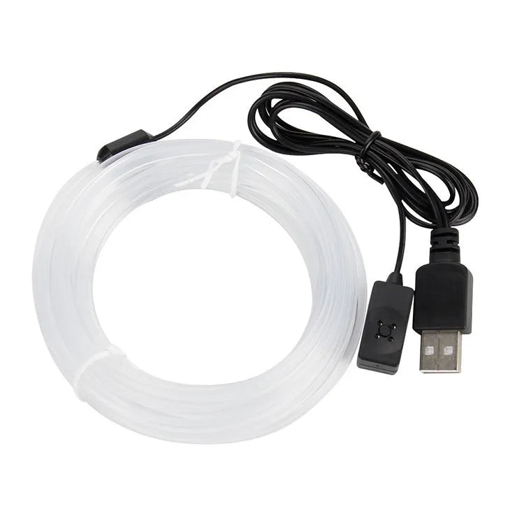 USB-powered multi-colour LED ambience light strip for car interior, available in multiple lengths.
