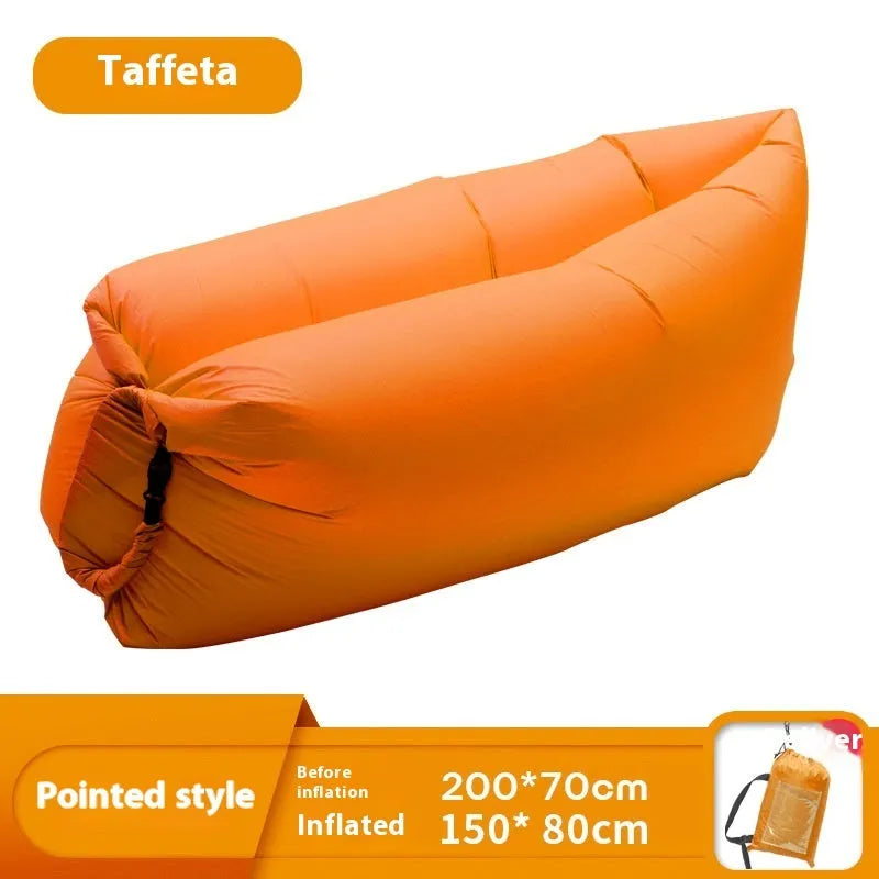 Inflatable lazy sofa in outdoor setting with colourful design options