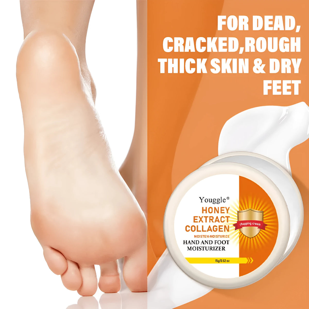 Foot peeling cream with honey extract and collagen in a 15g tube