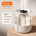 Round beige large capacity humidifier with dual spray nozzles, humidity display, and USB port