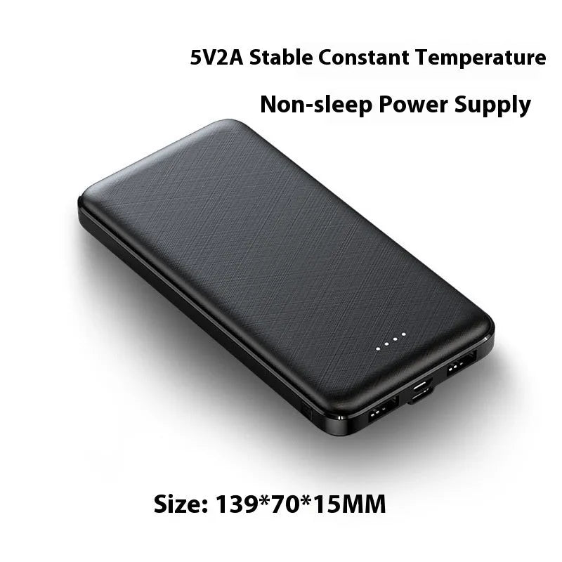 20000mAh black plastic power bank with multi-USB ports for self-heating vest