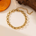 18K gold-plated titanium steel O-ring chain bracelet for women, gold colour, European American style