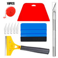 12-piece plastic car film smoothing tool set with squeegee and T-bar for window tinting.