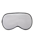 Double-sided mulberry silk eye mask in black with embroidered design, 22x11cm shaded view