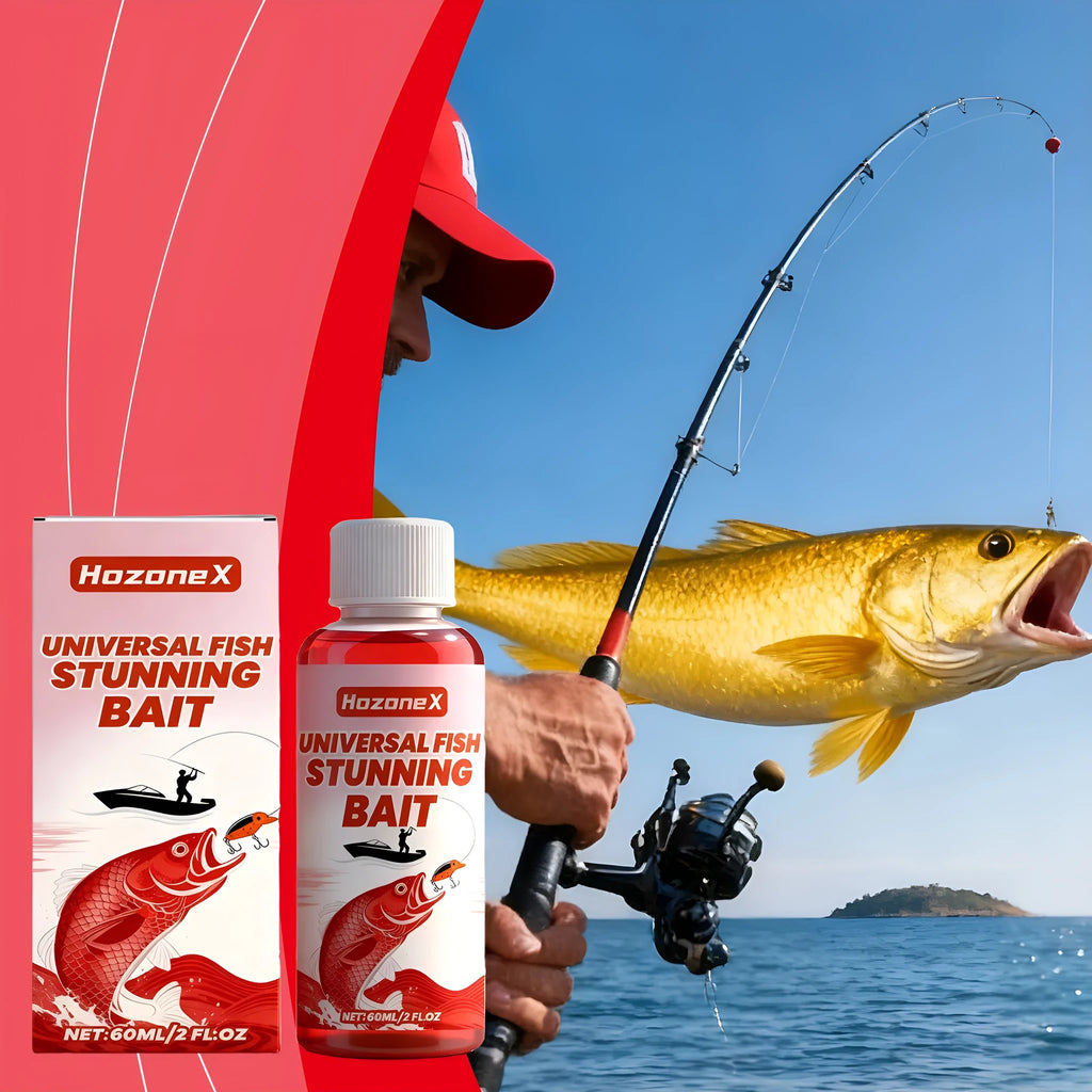 Universal Fish Stunning Bait 60ml liquid bottle with fish attractant label for fishing