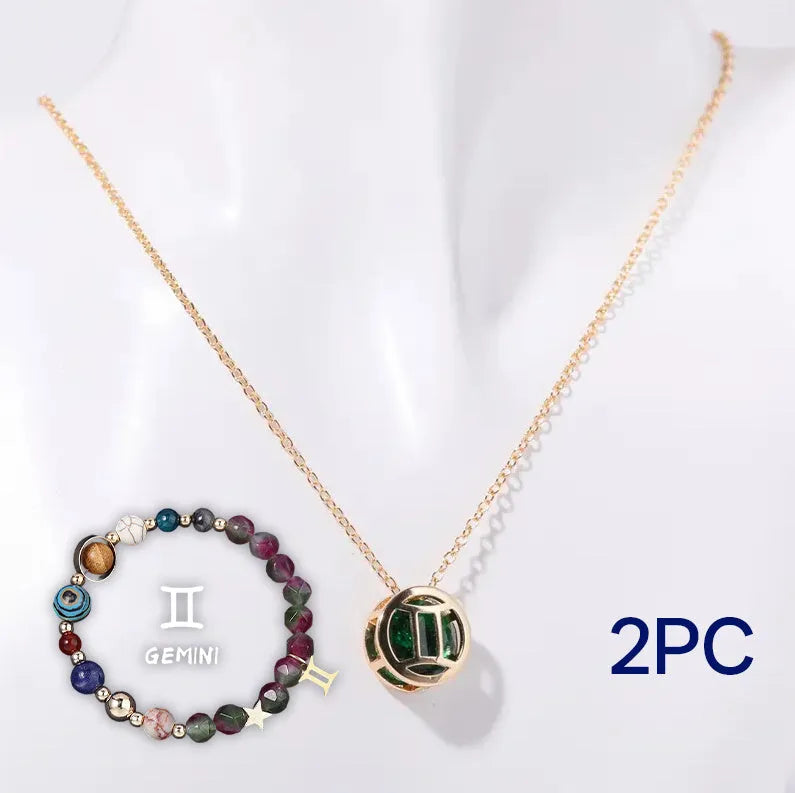Natural stone beaded necklace and bracelet set showing coordinated jewellery pieces