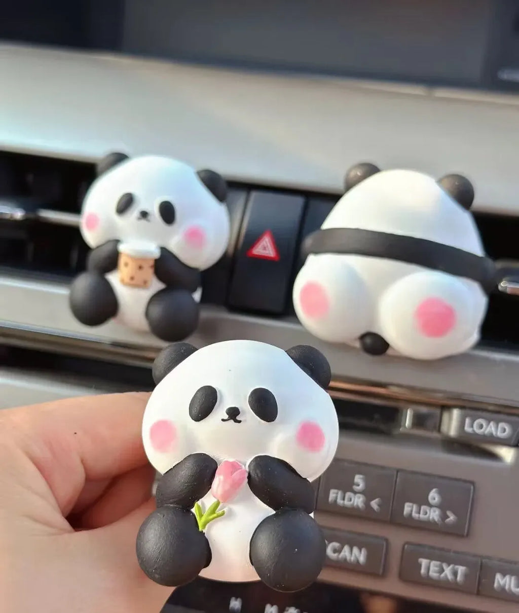 Cute panda character car vent perfume decoration clipped to automotive air vent