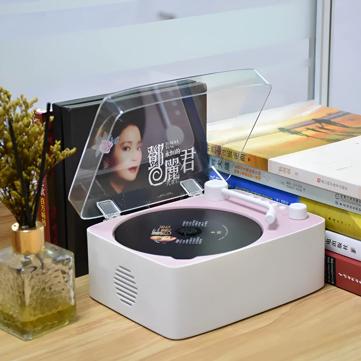 Portable multi-color CD player Bluetooth speaker in Youth Green with ABS casing and remote control
