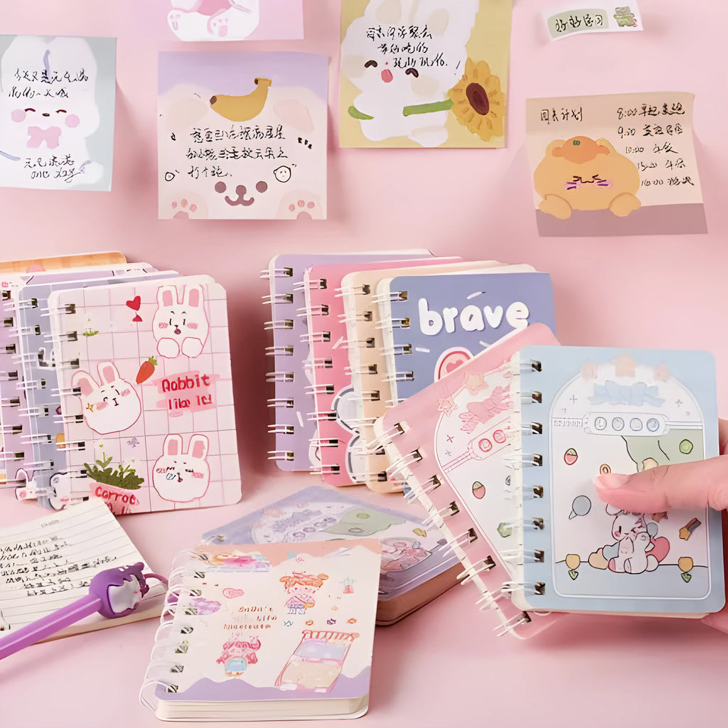105x80mm cloth cover coil notebook with screw binding showing random colour design options