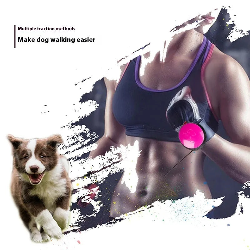 Retractable dog leash extended to 3 metres with explosion-proof mechanism in vibrant orange colour