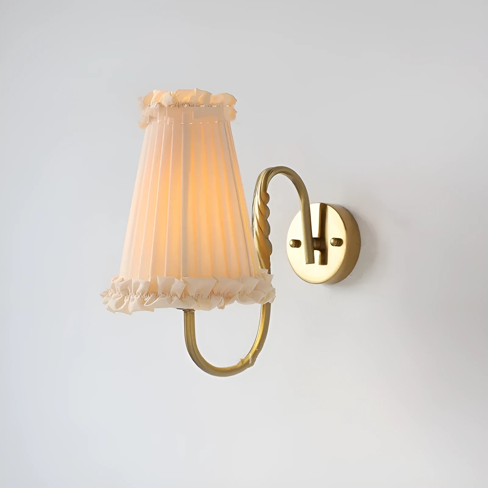 Wheat wall lamp with fabric shade and iron frame for bedside bedroom use, retro style