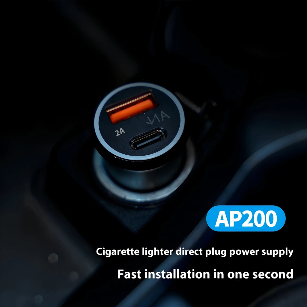Black GPS car locator tracker device for vehicle security with charging port connection
