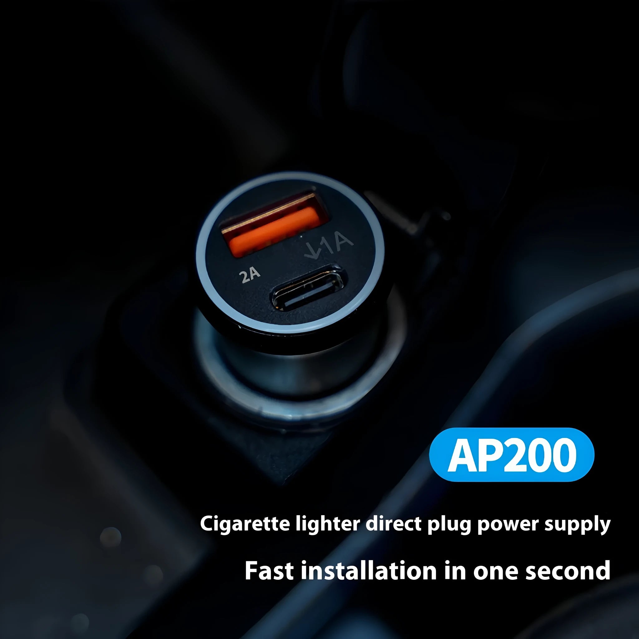 Black GPS car locator tracker device for vehicle security with charging port connection