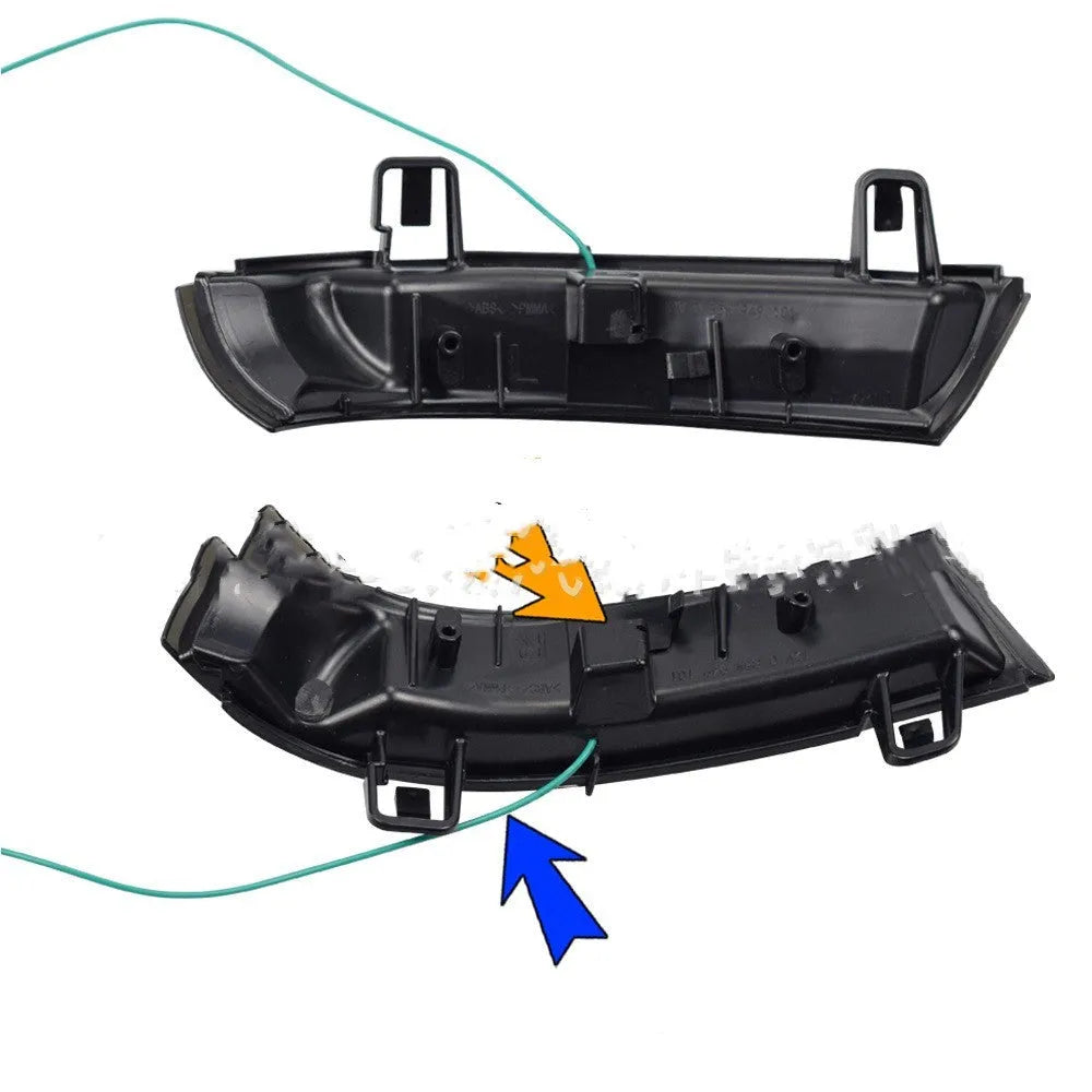 Volkswagen Golf MK5 running water sequential turn signal light in yellow or blue/yellow finish.