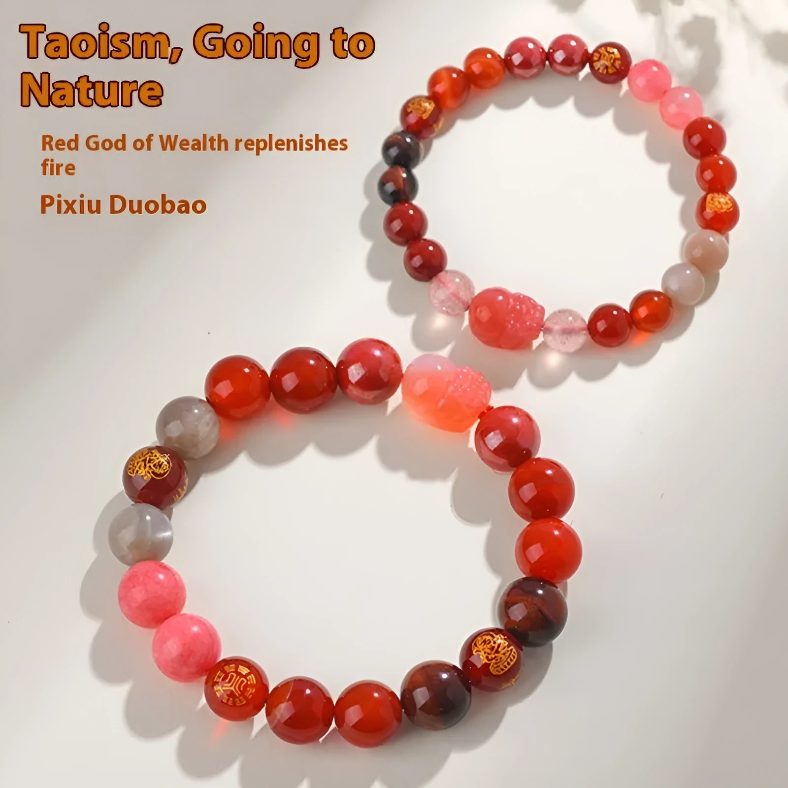 Handmade five elements crystal bracelet with gold wood water fire soil beads in geometric shapes
