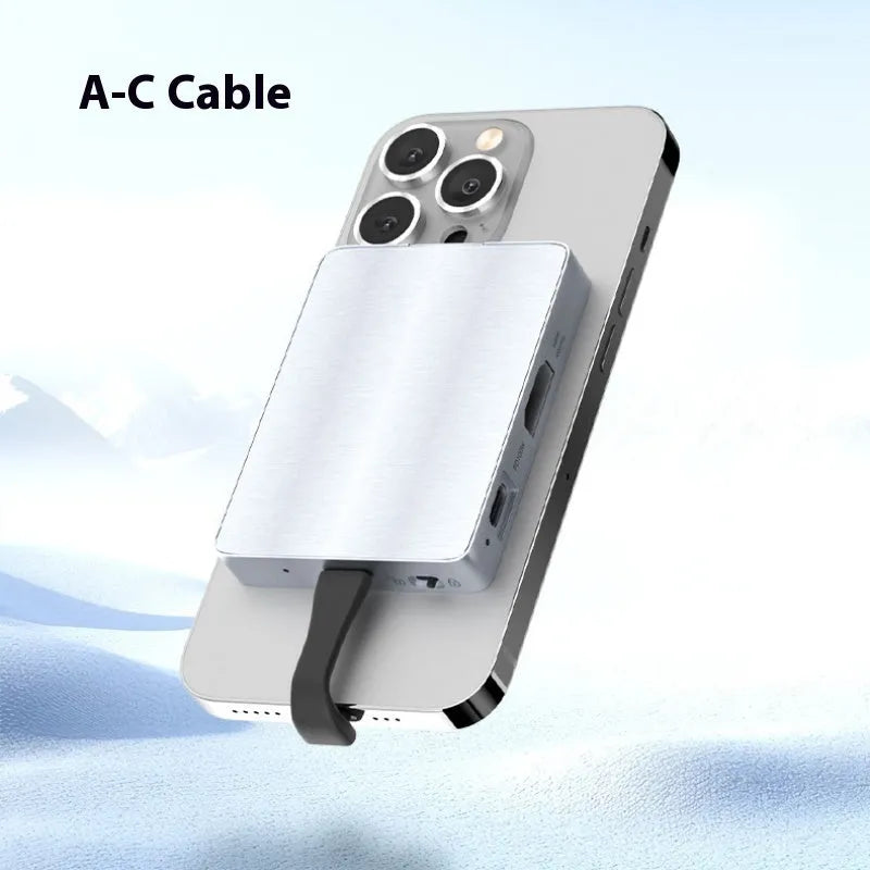M2 magnetic aluminium hard disk box with USB cable and screwdriver on a surface