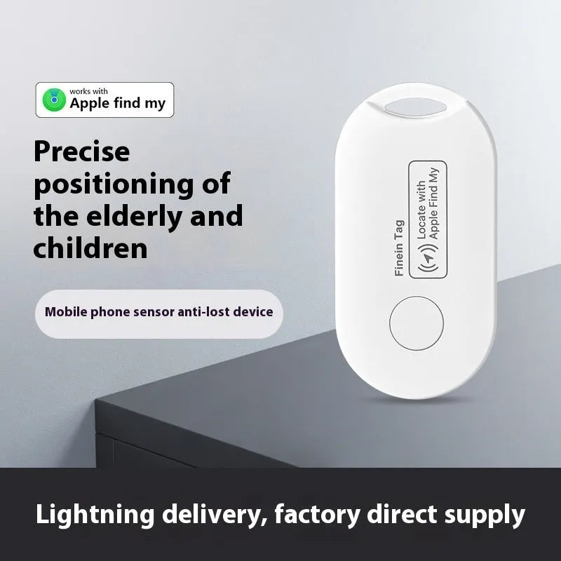 Intelligent positioning pet tracking device in Long White 01 colour with keychain attachment, 59x30x6.8mm ABS construction
