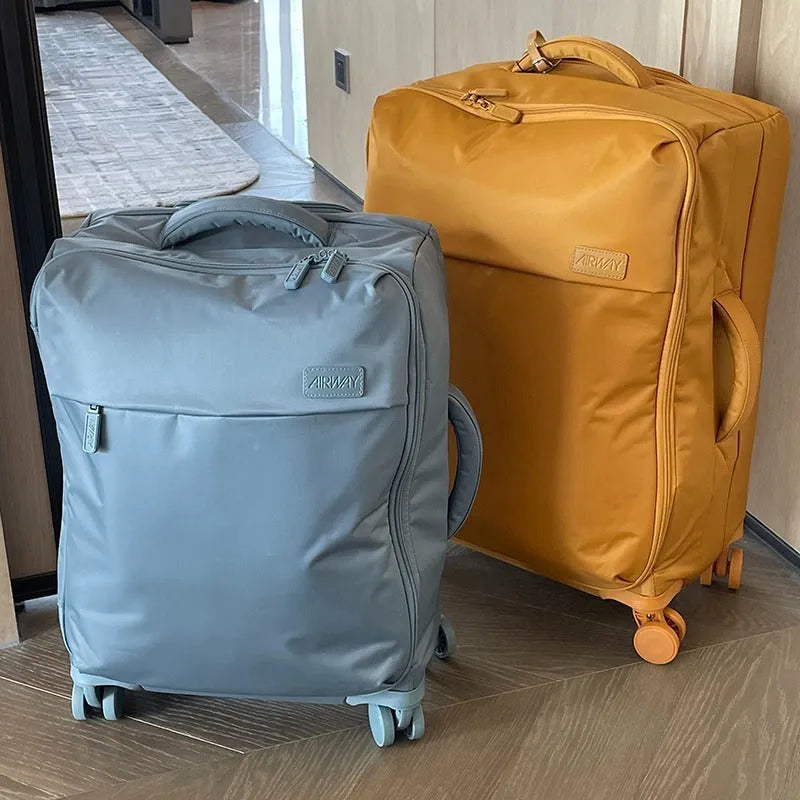 20-inch waterproof Oxford cloth luggage suitcase with universal wheels in bluestone green colour