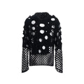 Black men's loose hoodie with pearl bead trim detail on the front of the hood.