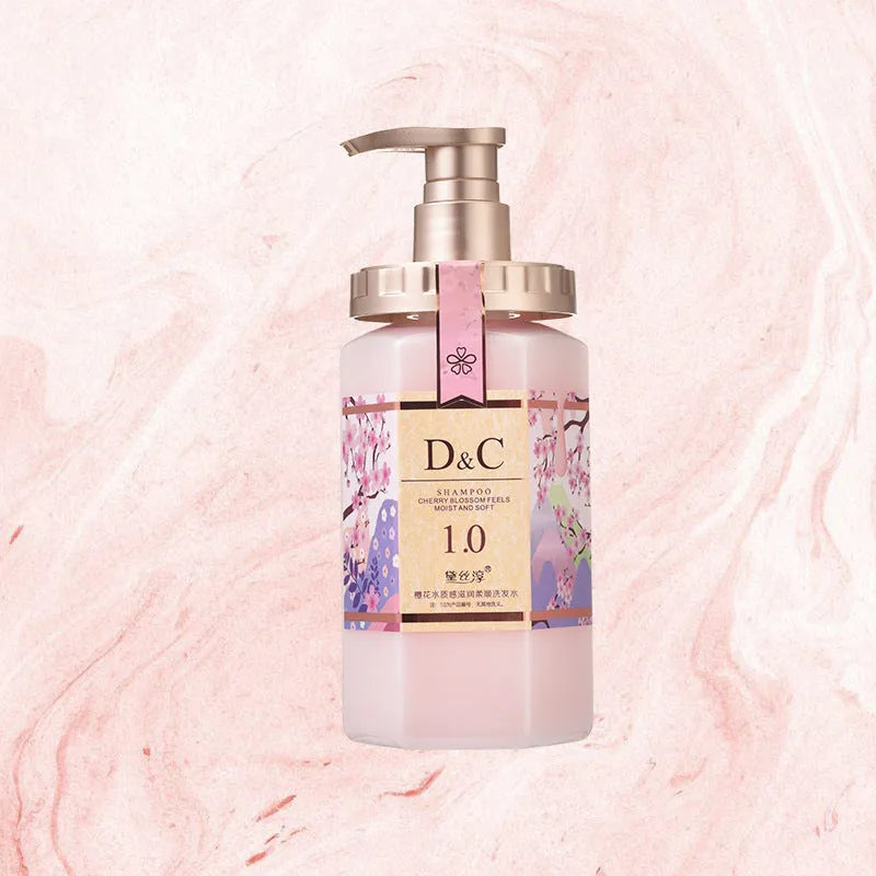 Sakura Blossom shampoo, hair mask, and shower gel set with three 500ml bottles.