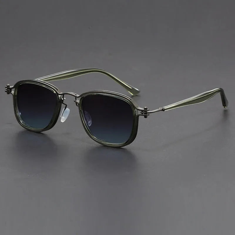 Retro-style square frame sunglasses with metal and plastic construction in a two-tone colour option.