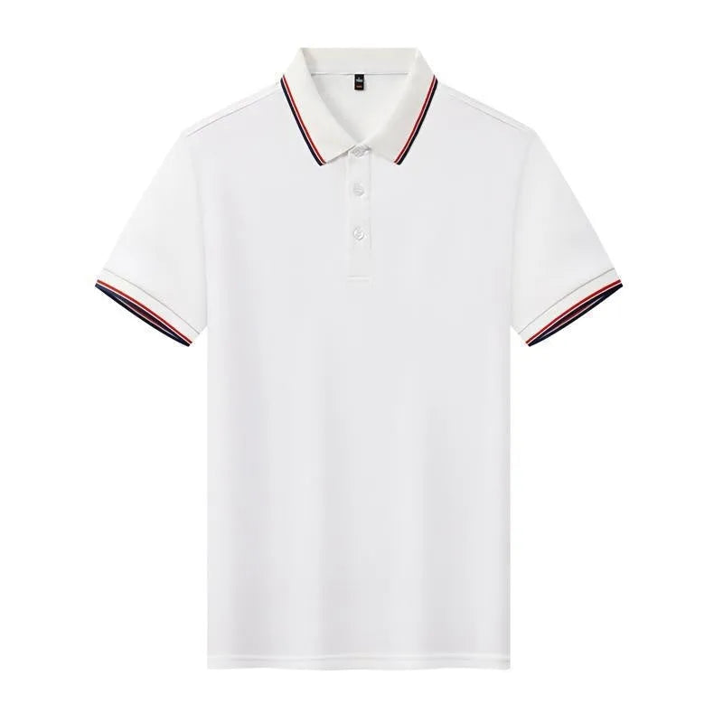Men's short sleeve nylon polo shirt in multiple colours with straight cut design