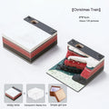 3D paper carving sticky notes pad with Christmas train cover design showing raised decorative elements